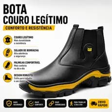 "Bota Caterpillar CAT Masculina | Couro Legítimo Bovino, Solado Antiderrapante | Confortável para Trabalho e Uso Diário