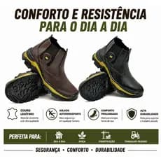 Kit Duplo Botina Masculina | Couro Premium Original | Solado de Borracha Super Resistente | Conforto Excepcional.
