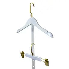 Cabide Branco Infantil Duplo Extensor Fita Varias Alturas Luxo Dourado Conjunto