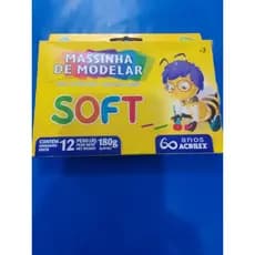 Masssinha de modelar acrilex soft com 12 cores