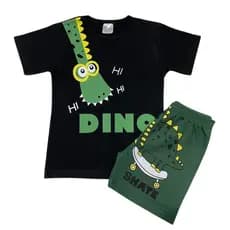 Kit Sortido 10 Peças de Roupas Infantil Menino - 5 Camisetas + 5 Bermudas