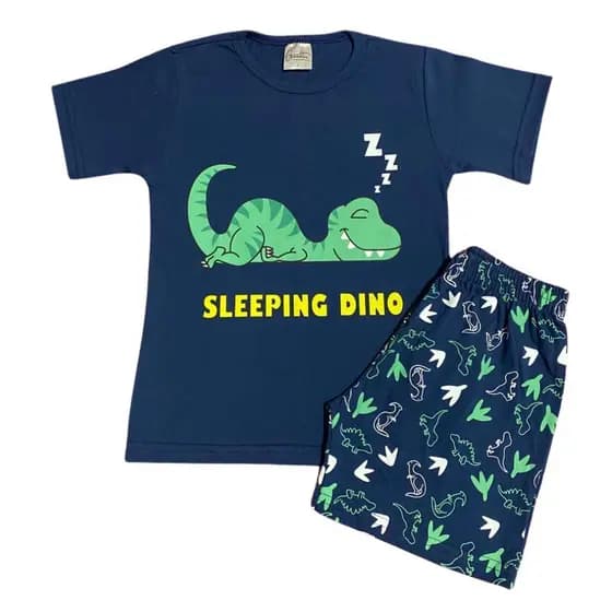 Pijama Infantil Camiseta 100% Algodão + Shorts Roupa Infantil de Menino