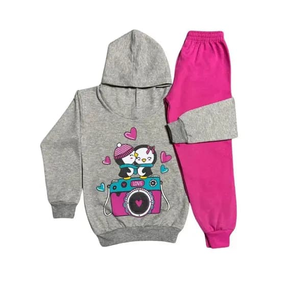 Conjunto De Inverno Roupa Infantil Para Menina Sem Capuz Tam 1-2-3-4-6-8