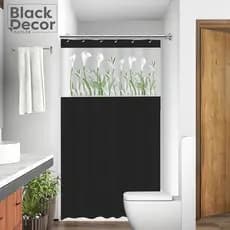 Cortina Box em PVC Estampada Para Banheiro Anti Mofo Com Ganchos