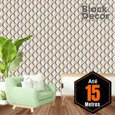 Papel de Parede Decorativo Losango Dourado 3D Adesivo Autocolante 5m x 45cm Sala Quarto