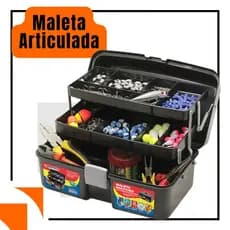 Maleta Pesca Articulada com 2 Bandejas Organizadora Ferramentas Multiuso Resistente