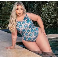 Maio Feminino Forrado Para Banho Bory Body Maio No Suplex Estampado Piscina Praia Verao