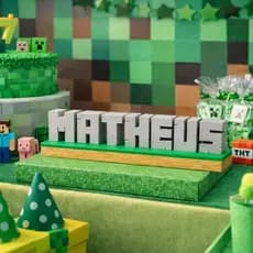 Letreiro com nome estilo Minecraft Personalizado–Presente Criativo/Gamer/enfeite de mesa/aniversário