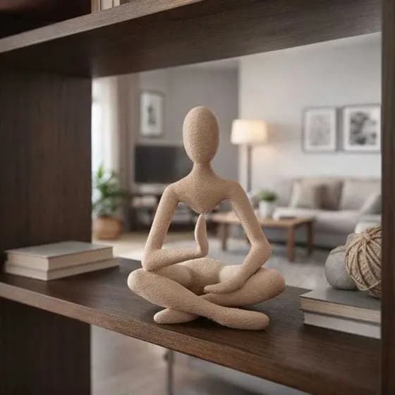 Escultura Decorativa Meditação Minimalista Zen 13x9 – Enfeite para Sala, Quarto e Escritório
