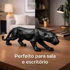 Escultura Pantera Geométrica Preta 20cm Decoração Moderna Minimalista Luxo Nórdico Objeto Decorativo