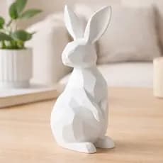 Coelho Decorativo Minimalista Branco Estilo Escandinavo Decoração Sala Estante Páscoa