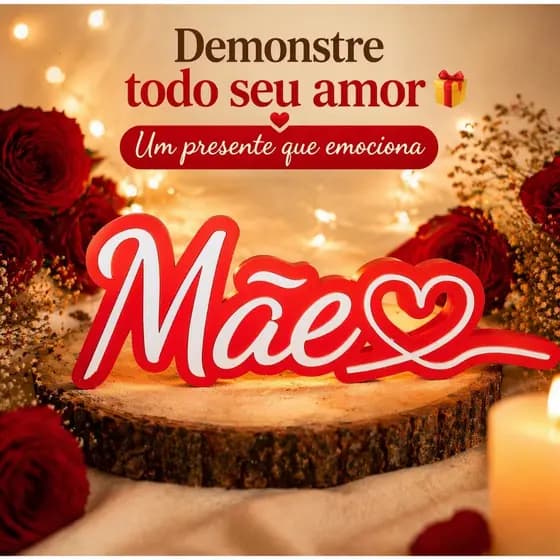 Placa Mãe Decorativa com Coração Presente Dia das Mães Decoração -Presente Especial 2 cores 18cmx6cm