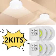 Kit  Luminárias LED Spot Sem Fio com Controle Remoto – Iluminação Prática e Moderna
