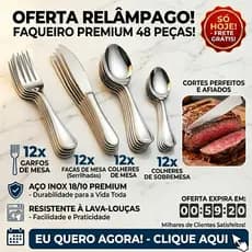 Jogo De Talheres 48 Peças Aço Inox 12 Facas 12 Garfos De Mesa 12 Colheres E 12 Colheres De Sobremesa Exclusivo