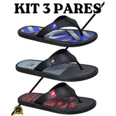 3 Pares de Chinelo Masculino Correia Grossa e Resistente Macio Confortavel Homem
