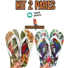 Kit 2 Pares Feminino Mulher Adulto Confortável Antiderrapante Leve para Dia a Dia Praia Piscina Verão 33 ao 40