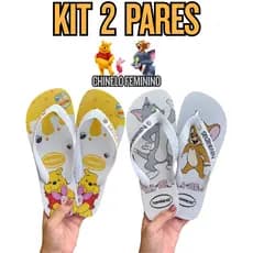 Kit 2 Pares Chinelo Feminino Chinelo de Dedo Super Confortável Leve Adulto Exclusivo Antiderrapante Praia Ferias