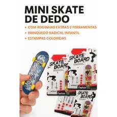 Mini Skate de Dedo com Rodinhas Extras e Ferramentas - Brinquedo Radical Infantil Estampado