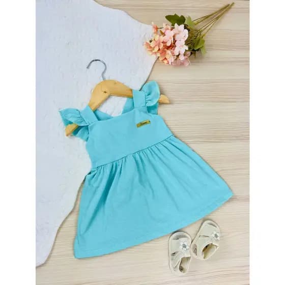 Vestido Infantil com Alças - Moda Bebê Menina Vestido Laço