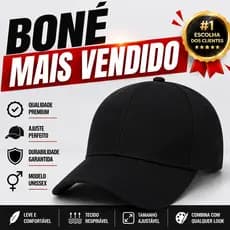 Boné Aba Curva Premium Unissex Liso Preto Ajustável Boné Masculino Feminino Casual Moda