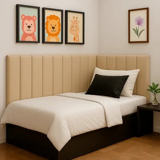 Kit 15 Cabeceira Estofada Completa Adesiva em Modulos 60x20 para Cama de Solteiro em L