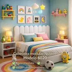 Kit de Cabeceira Estofada Completa Adesiva em Módulos Nuvem 60x20 cm king, Queem, Solteiro Box