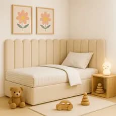 Kit 15 Cabeceira Estofada Completa Adesiva em Modulos Nuvem 20X45 para Cama de Solteiro em L