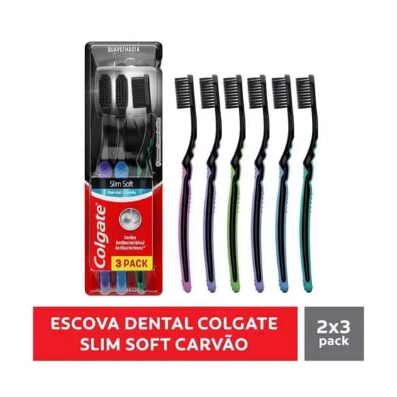 Kit Família 6x Escova Dental Colgate Black Slim Soft Ultramacia