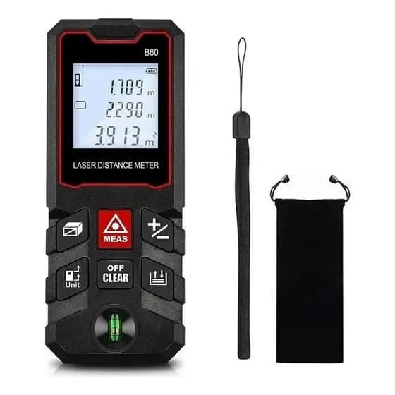 Medidor De Distância A Laser 40M-60M ±1,5mm Alta Precisão B60 LCD Profissional para Construção Civil e Decoração