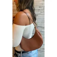Bolsa Meia Lua Feminina Tote De Ombro Pequena Couro Sintético Sofisticada Lançamento Barata