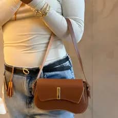 Bolsa Feminina Media Transversal Tiracolo De Mão Couro Sintético Blogueira Luxo