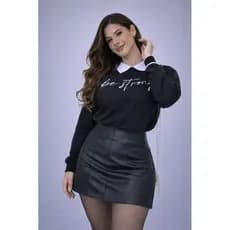 Short Saia Mini Courino Couro Fake Feminino Estilosa Tubinho Confortável Estilosa Tendencia Moda Verão Zíper Blogueira