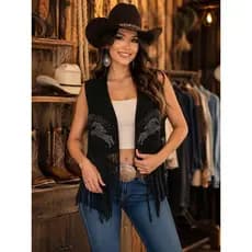Colete De Veludo Colete Com Franjas Estilo Country Rodeio Vaquejada Tendência Festa Junina Moda Country Macio Estiloso