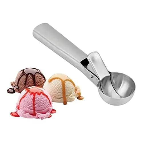 Colher De Sorvete Inox Com Ejetor de Bola Concha Profissional Sobremesa