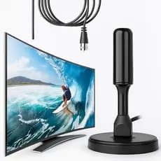 Antena Digital TV Interna Externa Amplificada HDTV 4K UHF | VHF | FM, Resistente A Água, Compatível Com Samsung, LG.