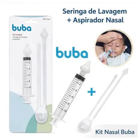 Aspirador Nasal de Sucção + Seringa Ponta em Silicone Buba