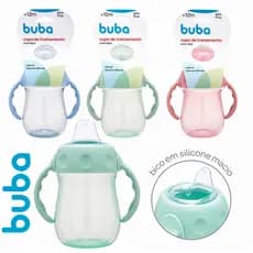 Copo De Treinamento buba Com Alça e bico 160ml rosa azul verde Copinho com bide em silicone