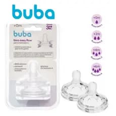 Kit 2 Bicos Buba Easy Flow para Mamadeira – Fluxo 1, 2, 3 ou 4 com Anticólica,BPA Free e ultrasoft