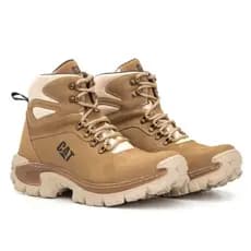 Coturno Masculina de Couro Nobuck 2067 Creme Coturno Botas Botina Botinha Masculino 35 ao 48 Plus Size