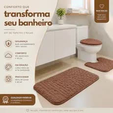Tapete de Banheiro Super  Macio Premium Felpudo Antiderrapante Kit3 Peças Absorvente Luxo direto da fabrica