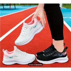 Tênis Feminino Lançamento Academia Treino Corrida Trabalho Dia a Dia - 34 ao 43 - Envio Imediato bonito branco preto