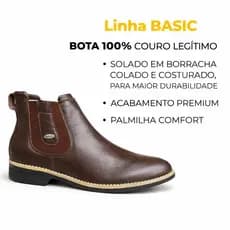 Botina Em Couro Legitimo Masculina Chelsea Bota Texana Sola Costurada De Borracha Conforto BASIC dia a dia PROMOÇAO