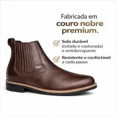 BOTA CHELSEA COURO LEGITIMO CLASSICA MACIA ANTIDERRAPANTE SOLADO BORRACHA LINHA COUNTRY LUXO PROMOÇÃO