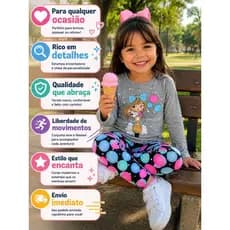 Conjunto Infantil Tamanho 2 ao 8 Meia Estação Menina Perfeita PROMOÇÃO