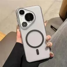 Compatível com Huawei Pura90Pro, capa de celular transparente simples com sucção magnética corrugada, nova capa fosca an