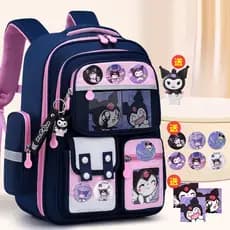 2025 Estudante Kuromi Mochila Estudante Reduz Proteção de Carga Traseira Princesa Bolsa Escolar