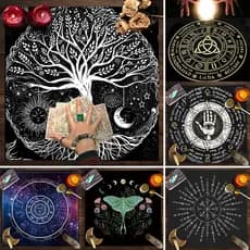 Toalha de tarot almofada de mesa mandala árvore da vida mar de flores de borboleta toalha de mesa.