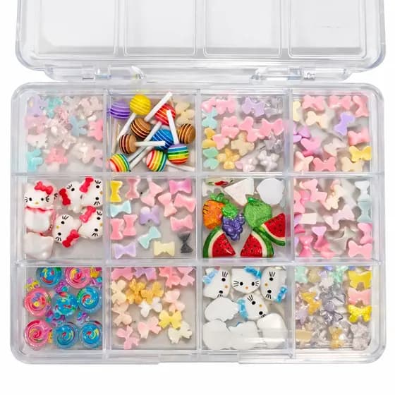 Kit Apliques Decorativos Kawaii para Unhas, Capinha de Celular e Artesanato DIY
