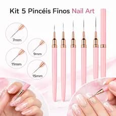 Kit 5 Pincéis Finos para Nail Art Profissional
