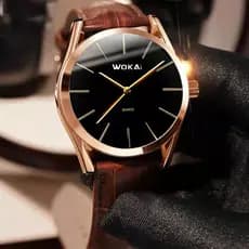 Novo Relógio De Quartzo Masculino WOKAI Com Pulseira De Couro , Alta Qualidade E Estilo Simples